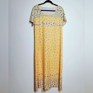 Emery Rose Yellow Daisy Print Sheath Maxi Dress, Size XL